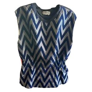 SportMax by Max Mara Blue Velvet Chevron Top Women's S